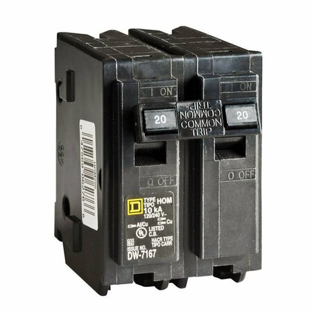 Square D Miniature Circuit Breaker, HOM Series 20A, 2 Pole, 120/240V AC HOM220CP